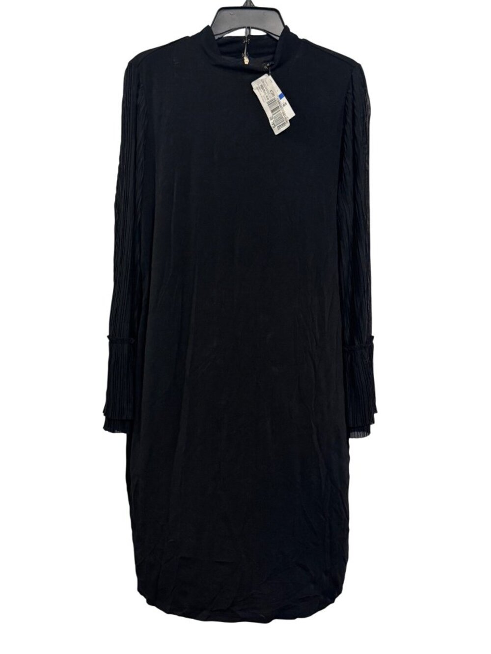Thalia Sodi Black Pleated Sleeve Mock Neck Shift Dress XL New